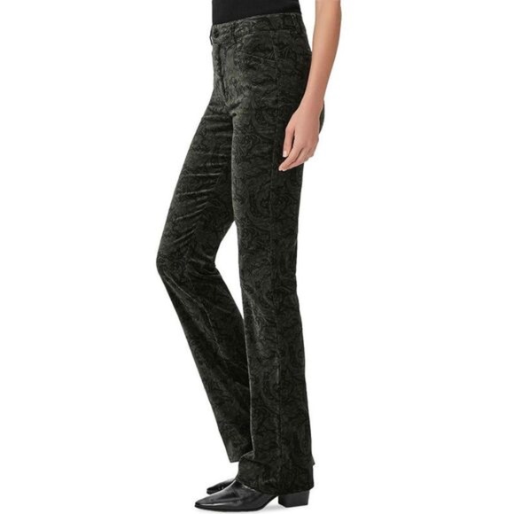 Paige Naomi Velvet Paisley Bootcut Pants Dark Forest - NWT $249 - Picture 3 of 13